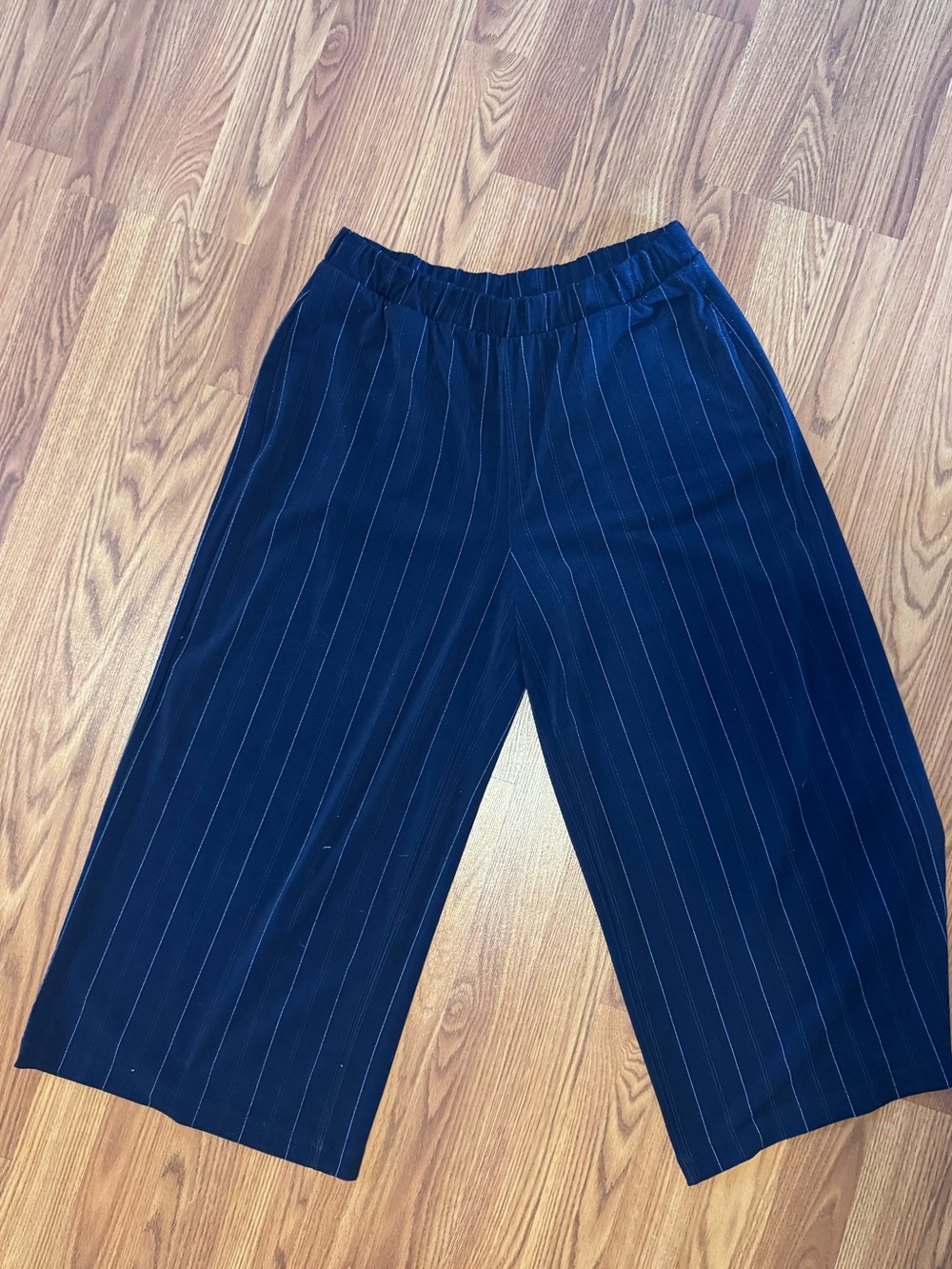 Banana Republic Navy Pinstripe Wide-Leg Pants